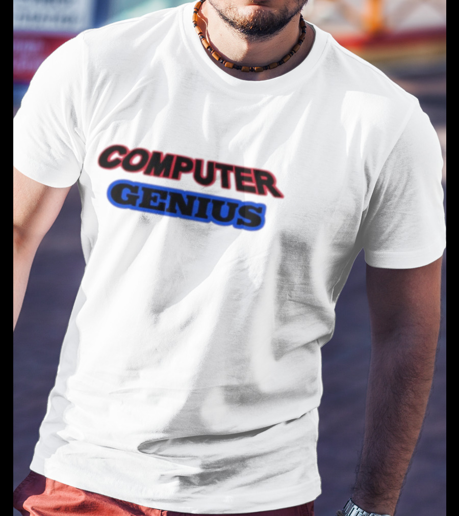 Omweekend Red Blue Computer Genius T-Shirt