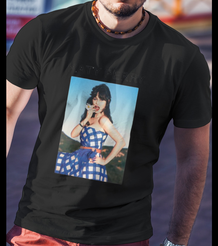 Katy Perry Blue Checkered Dress Photo T-Shirt