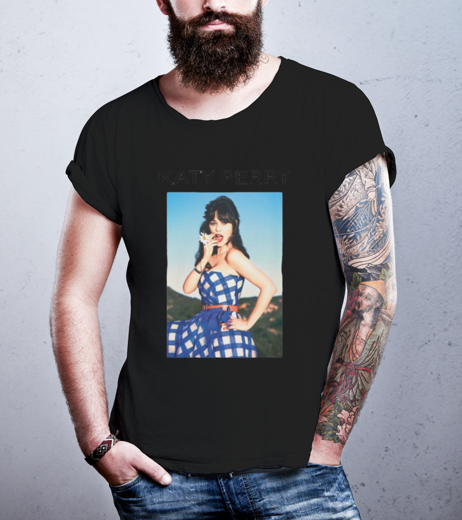 Katy Perry Blue Checkered Dress Photo T-Shirt