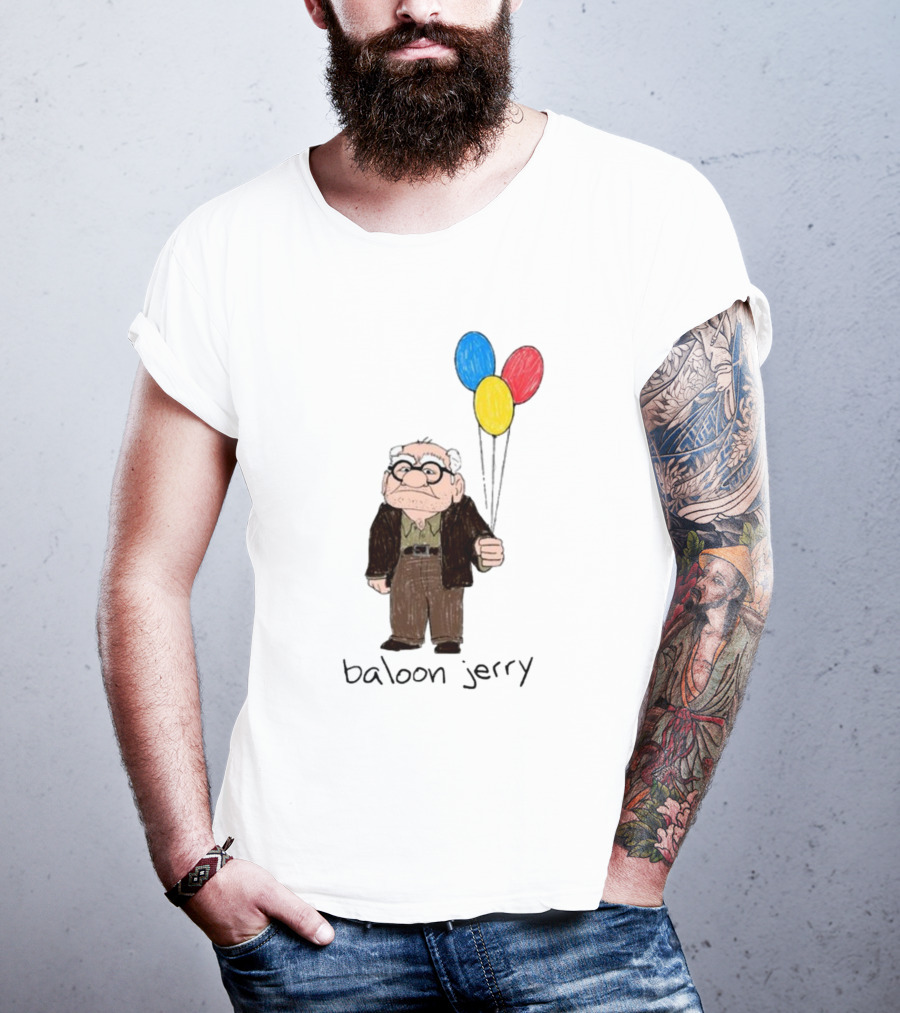 Baloon Jerry Elderly Cartoon Holding Colorful Balloons T-Shirt
