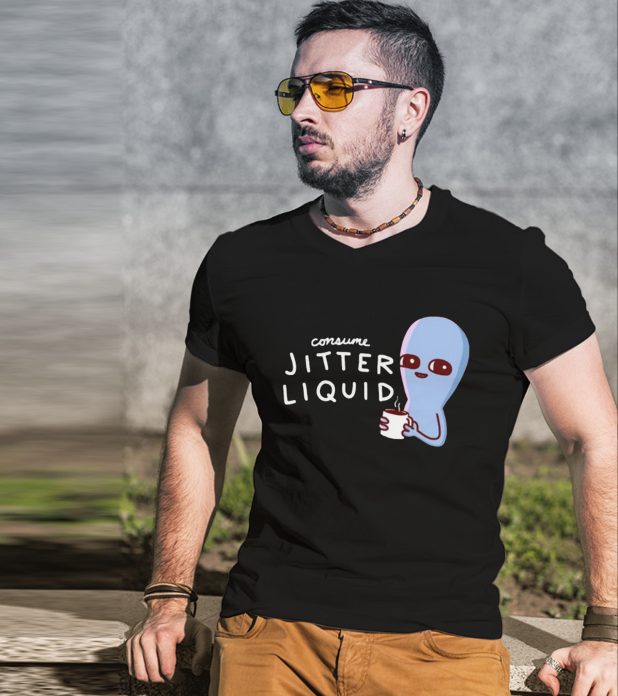 Consume Jitter Liquid Cute Alien With Coffee Mug T-Shirt