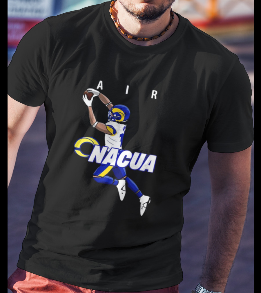 AIR Nacua Football Player Catch Rams Helmet T-Shirt