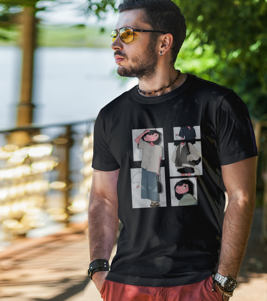 Chew Wisher Cat Humanoid Characters Panels T-Shirt