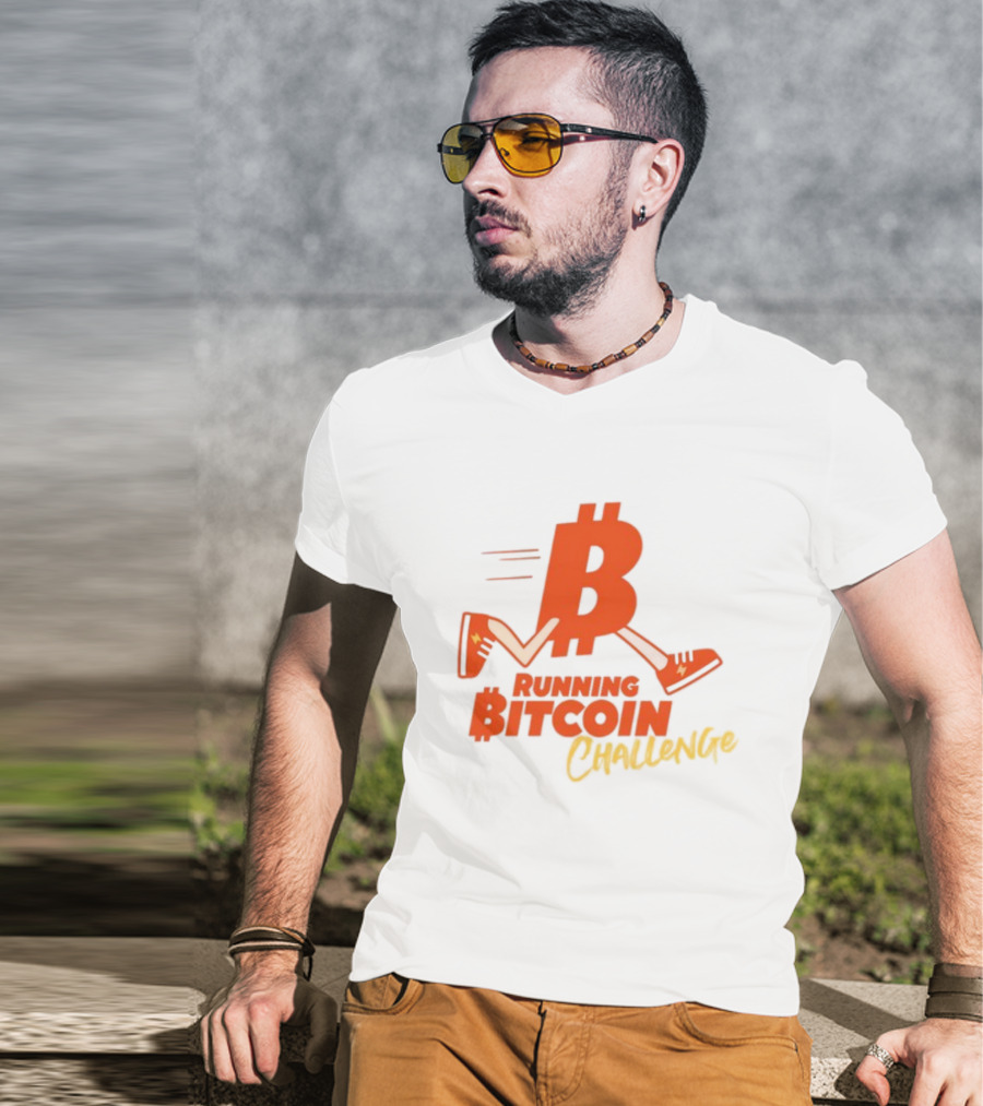 Fran Finney Running Bitcoin Challenge Icon With Sneaker Dollar T-Shirt