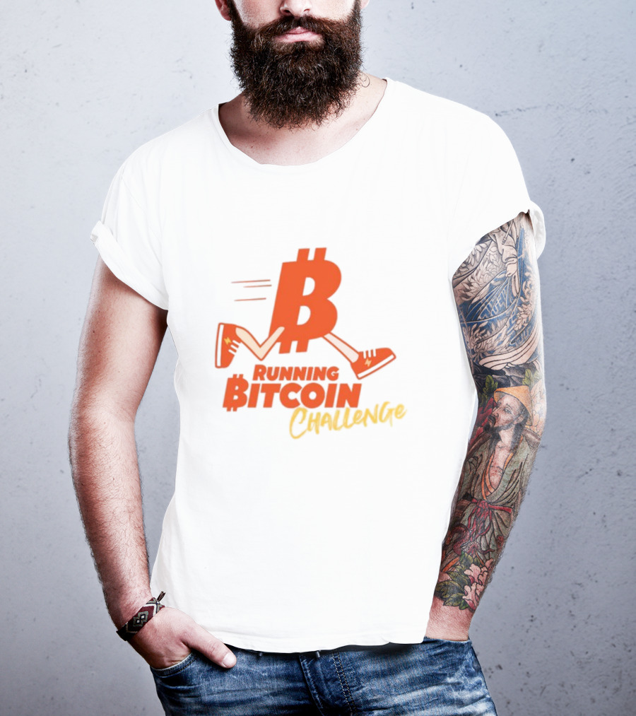 Fran Finney Running Bitcoin Challenge Icon With Sneaker Dollar T-Shirt