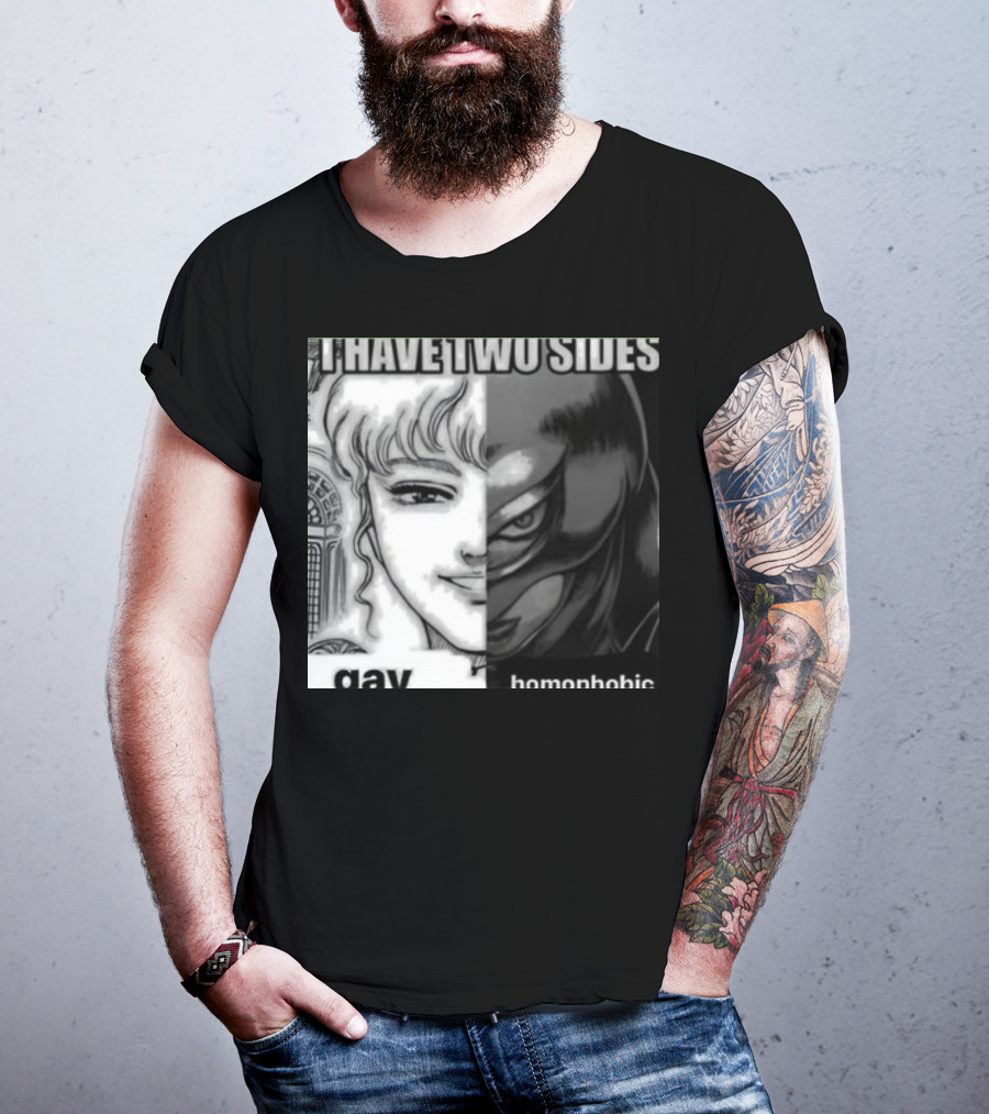 I Have Two Sides Gay Homophobic Manga Character Split Face T-Shirt