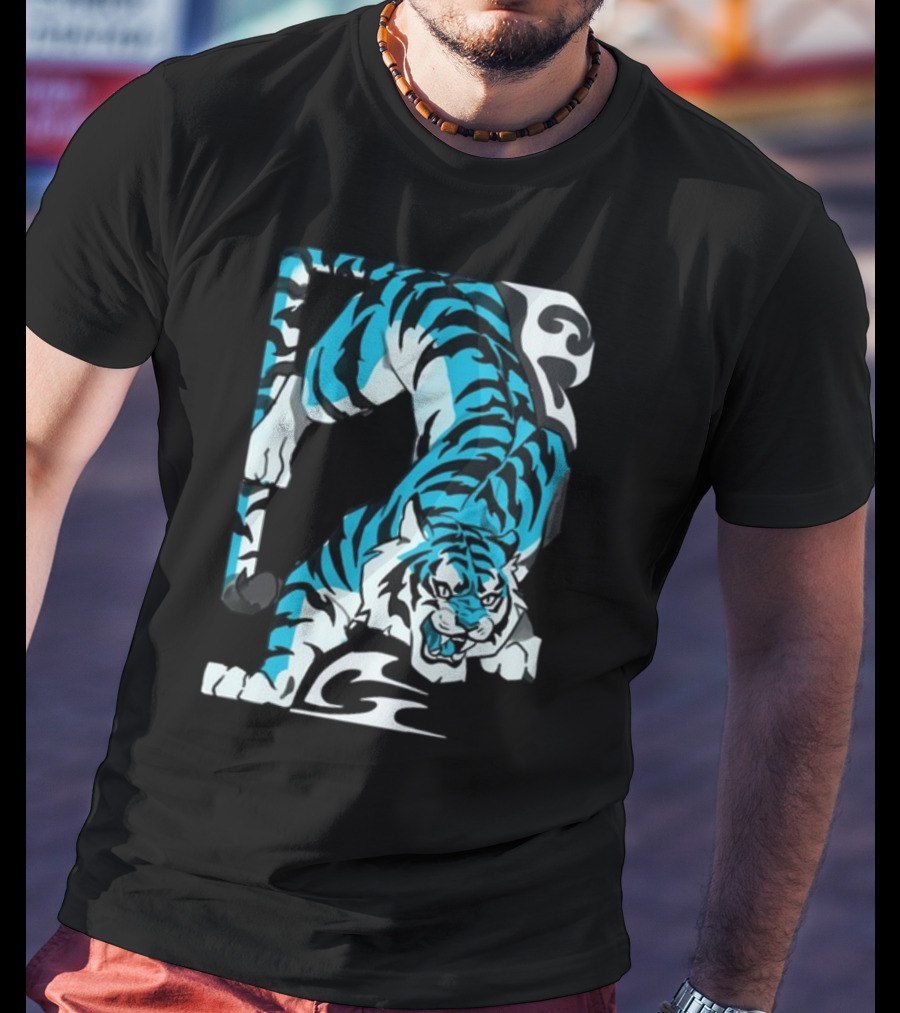 Mawili Poisonp1nk Blue Tiger Stripes T-Shirt
