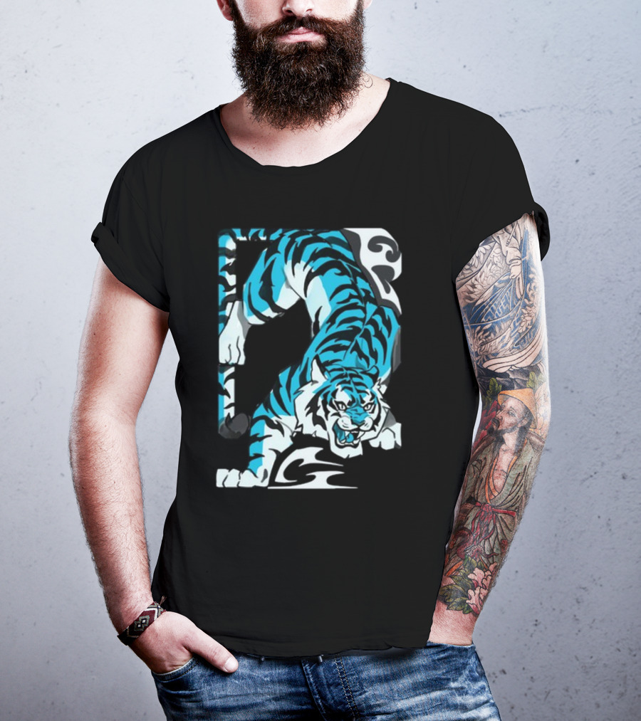 Mawili Poisonp1nk Blue Tiger Stripes T-Shirt