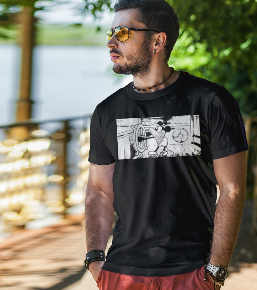 Memeulous Mickey Hood Vintage Steamboat Pizza Sailor T-Shirt