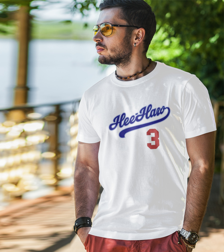 Hee-Haw 3 Vintage Script Style With Red Number T-Shirt
