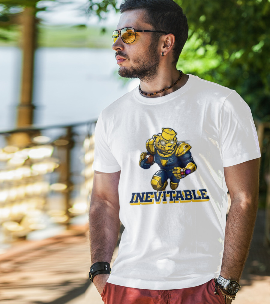 Michigan Inevitable Bear In Armor Football Character T-Shirt