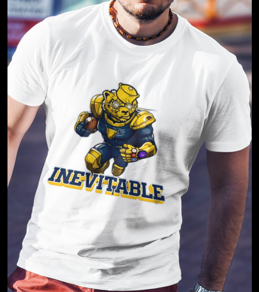Michigan Inevitable Bear In Armor Football Character T-Shirt