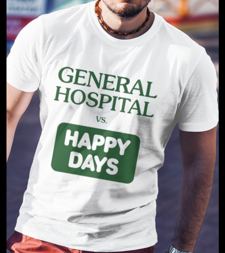 General Hospital Vs. Happy Days Retro TV Show Face-Off T-Shirt
