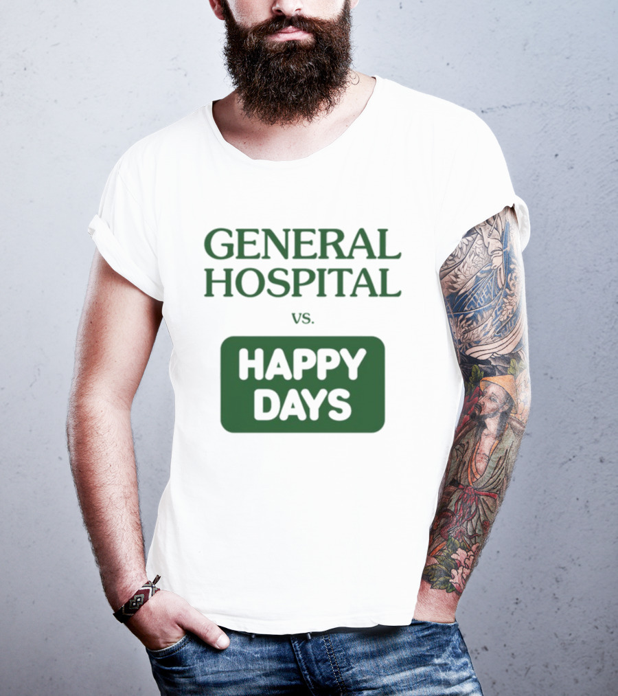 General Hospital Vs. Happy Days Retro TV Show Face-Off T-Shirt