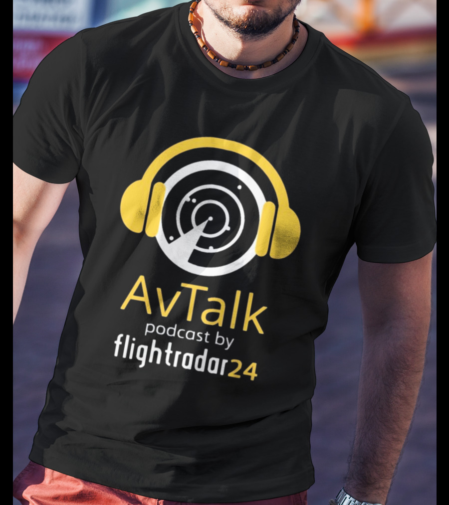 Steve Giordano Wearing Avtalk Podcast Logo By Flightradar24 T-Shirt