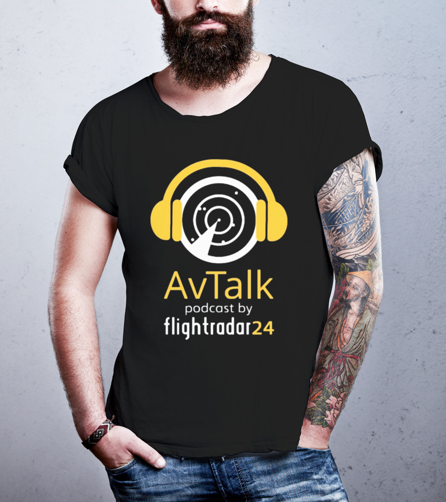 Steve Giordano Wearing Avtalk Podcast Logo By Flightradar24 T-Shirt
