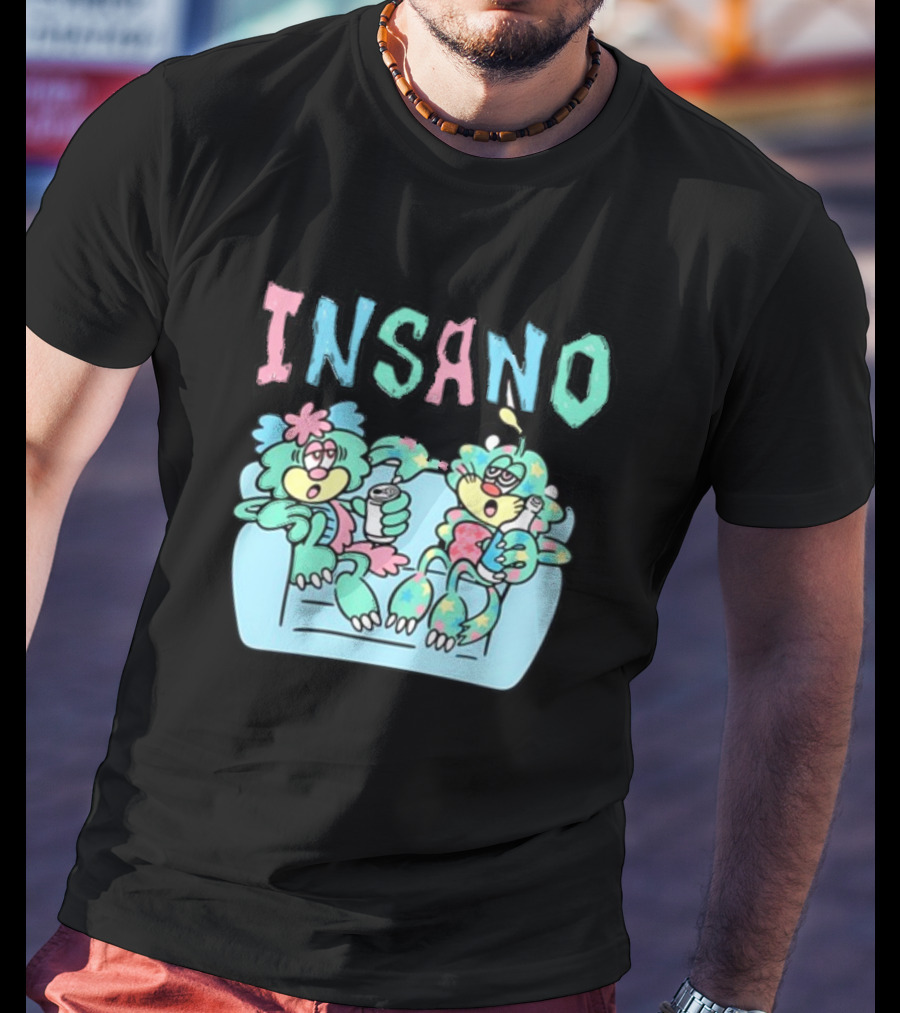 Visty X Kizzy Verdy Insano Pastel Cartoon Characters On Couch T-Shirt