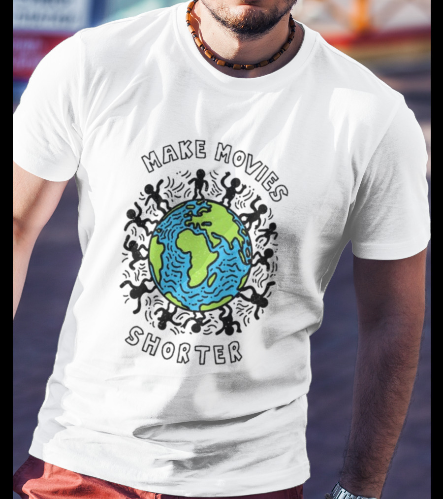 Waveygoodsco Earth Graphic Make Movies Shorter T-Shirt