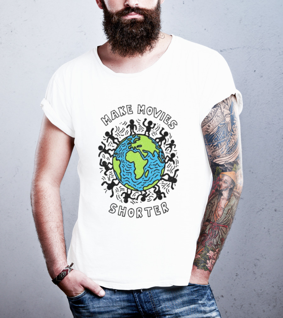 Waveygoodsco Earth Graphic Make Movies Shorter T-Shirt