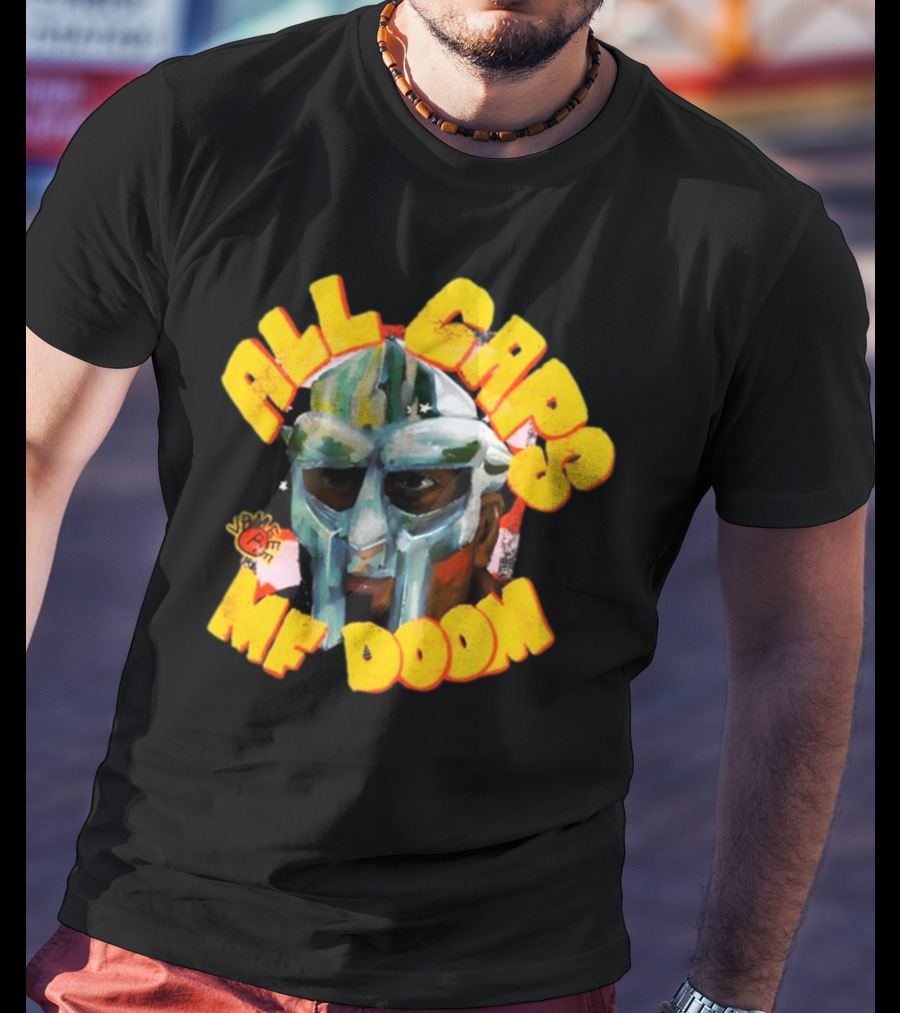 All Caps MF DOOM Villain Graphic Mask T-Shirt