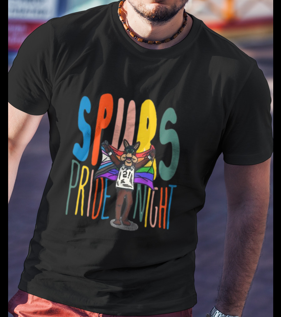 Spurs Pride Night Rainbow Flag Mascot 21 T-Shirt