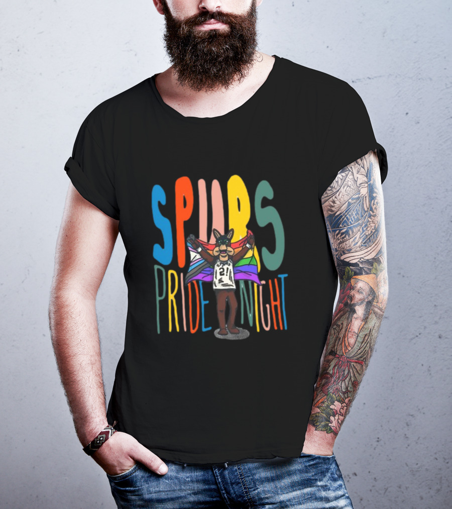 Spurs Pride Night Rainbow Flag Mascot 21 T-Shirt