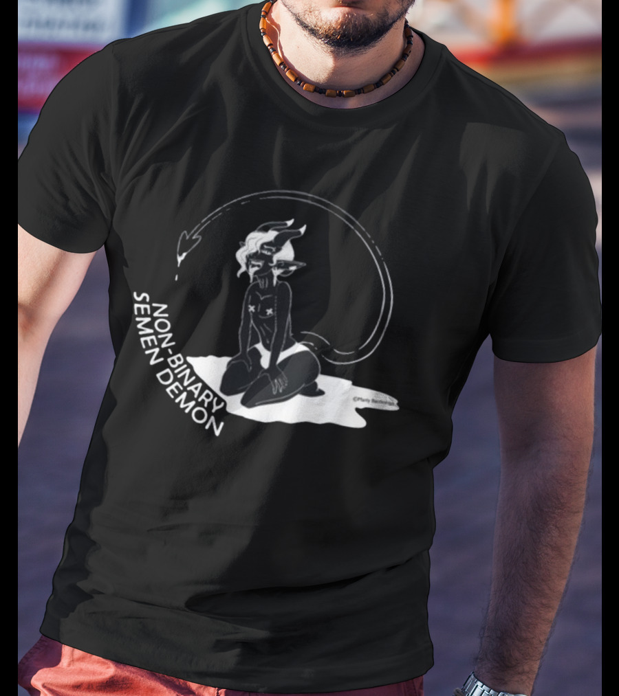 Non-Binary Semen Demon Fantasy Illustration By Party Skeletons T-Shirt