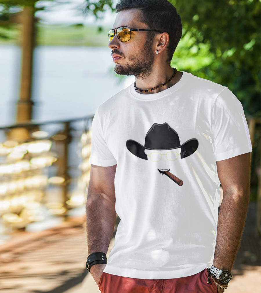 Cowboy Hat Sunglasses Cigar Iconic T-Shirt