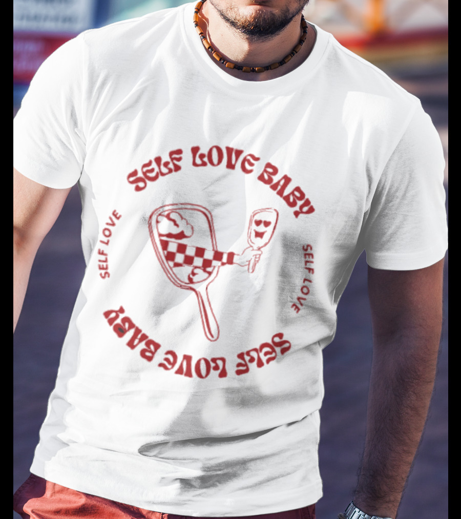Self Love Baby Hand Mirror Reflection Checkered Arm Hearts T-Shirt