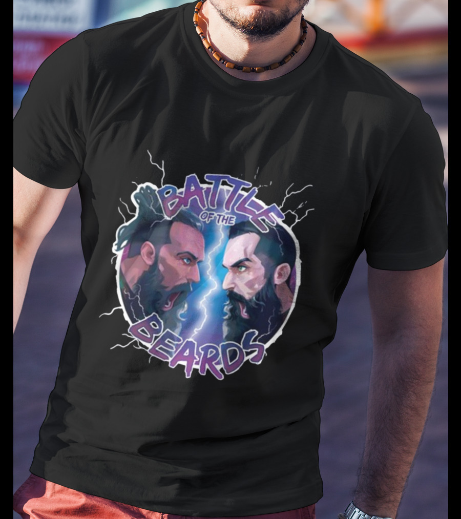 BATTLE OF THE BEARDS Showdown Clash Thunder Bolts T-Shirt