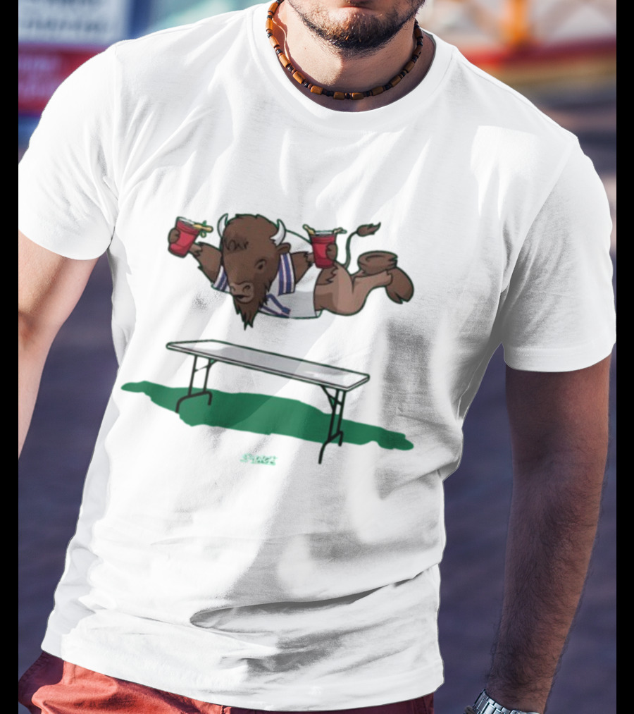 Smack Buffalo Jumping Over Table With Red Cups T-Shirt