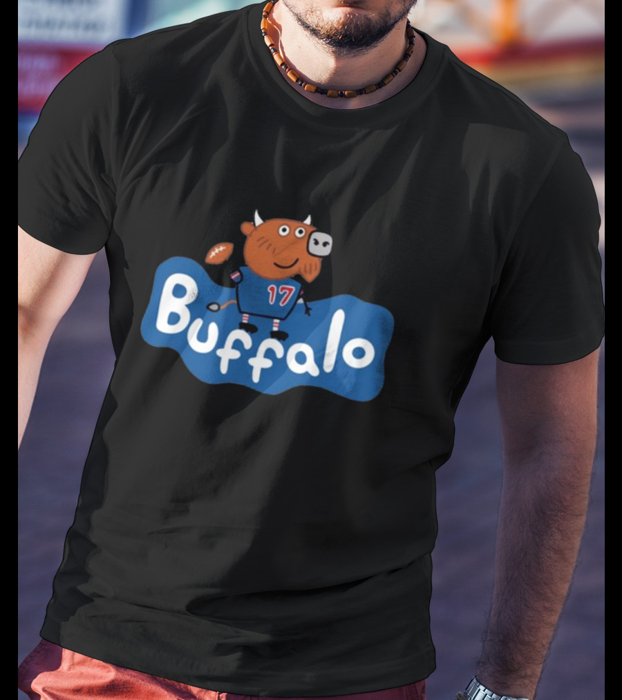 Buffalo Football Cartoon Bull 17 T-Shirt