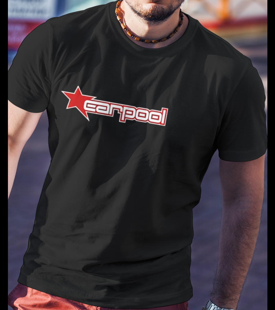 Carpool Red Star Text T-Shirt