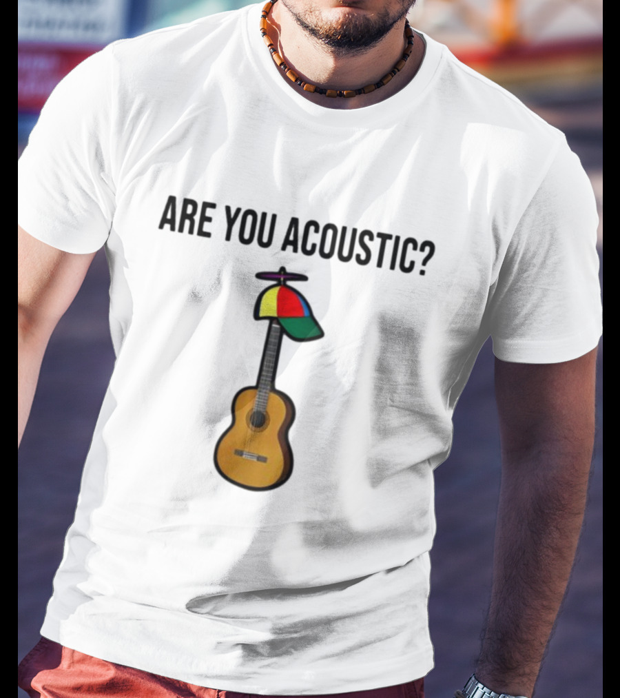 Are You Acoustic Guitar With Colorful Propeller Hat T-Shirt