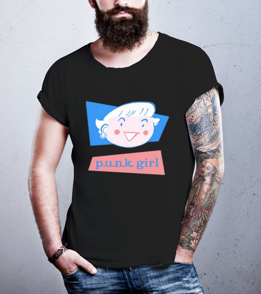 P.U.N.K. Girl Retro Cartoon Style Face T-Shirt