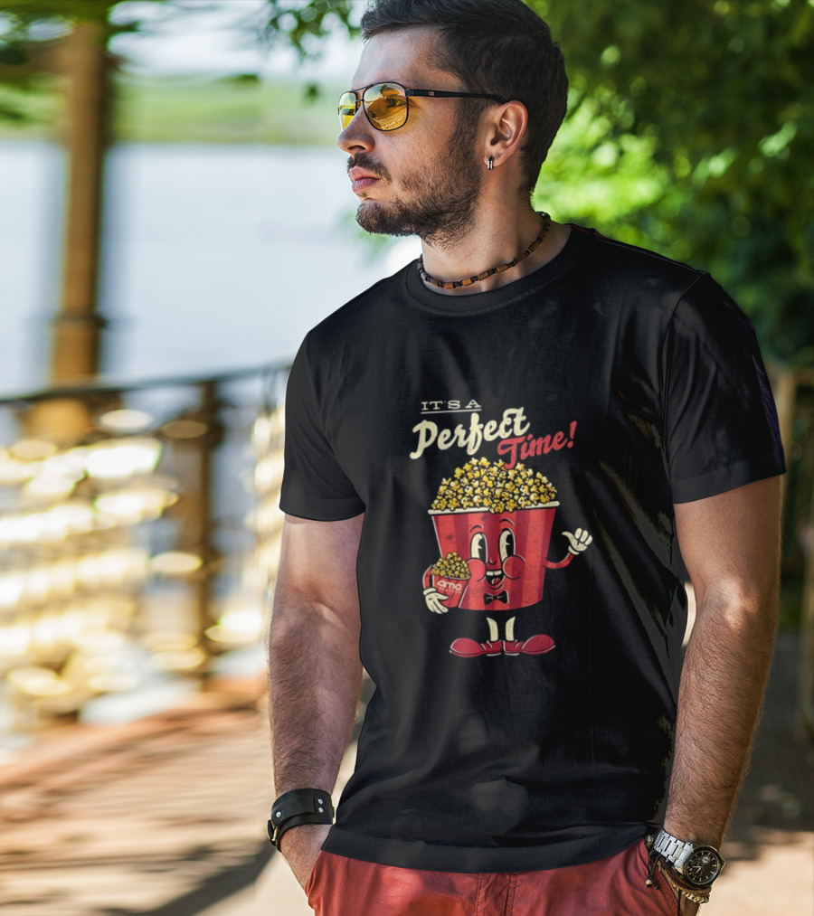 It's A Perfect Time AMC Theatres Movie Popcorn Cartoon T-Shirt