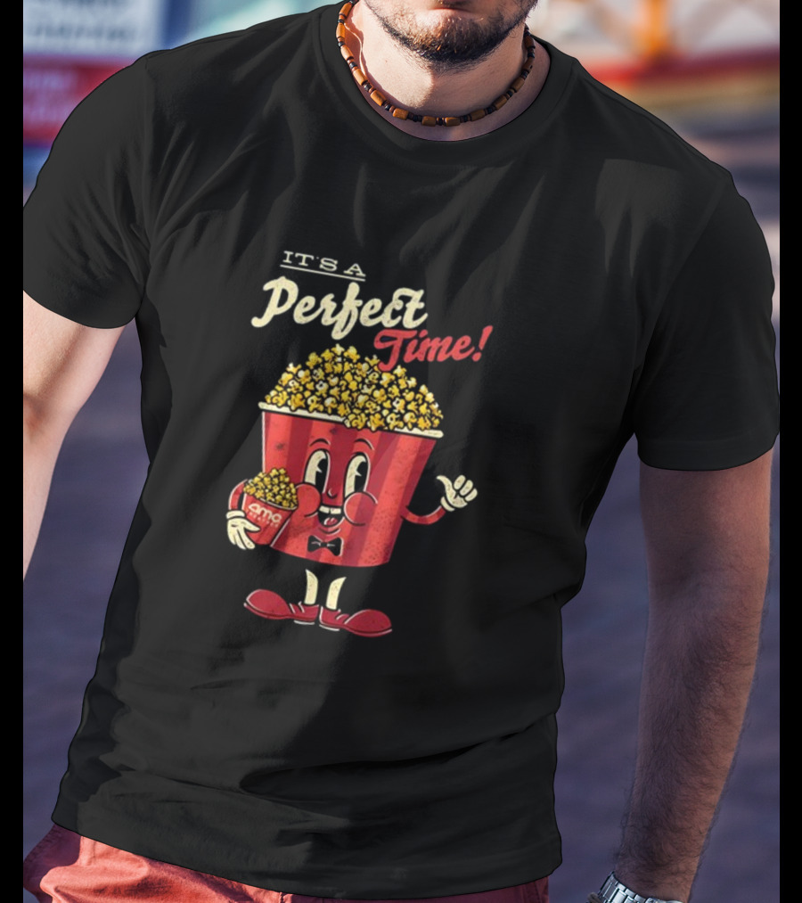 It's A Perfect Time AMC Theatres Movie Popcorn Cartoon T-Shirt