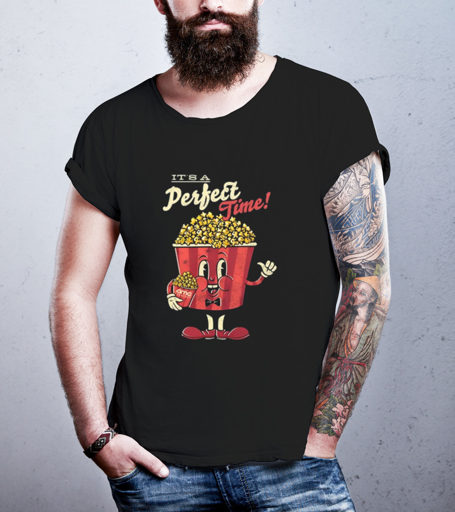 It's A Perfect Time AMC Theatres Movie Popcorn Cartoon T-Shirt
