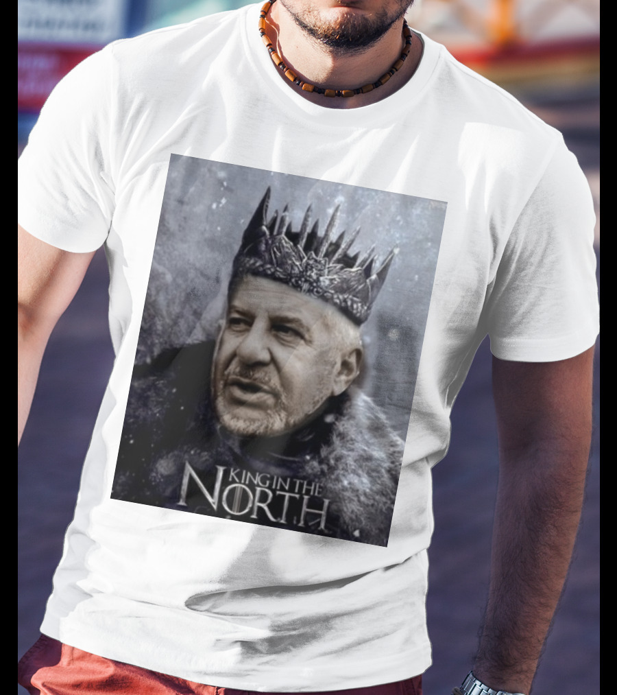 Bill Belichick King In The North Game Of Thrones Style Crown And Fur Cloak T-Shirt