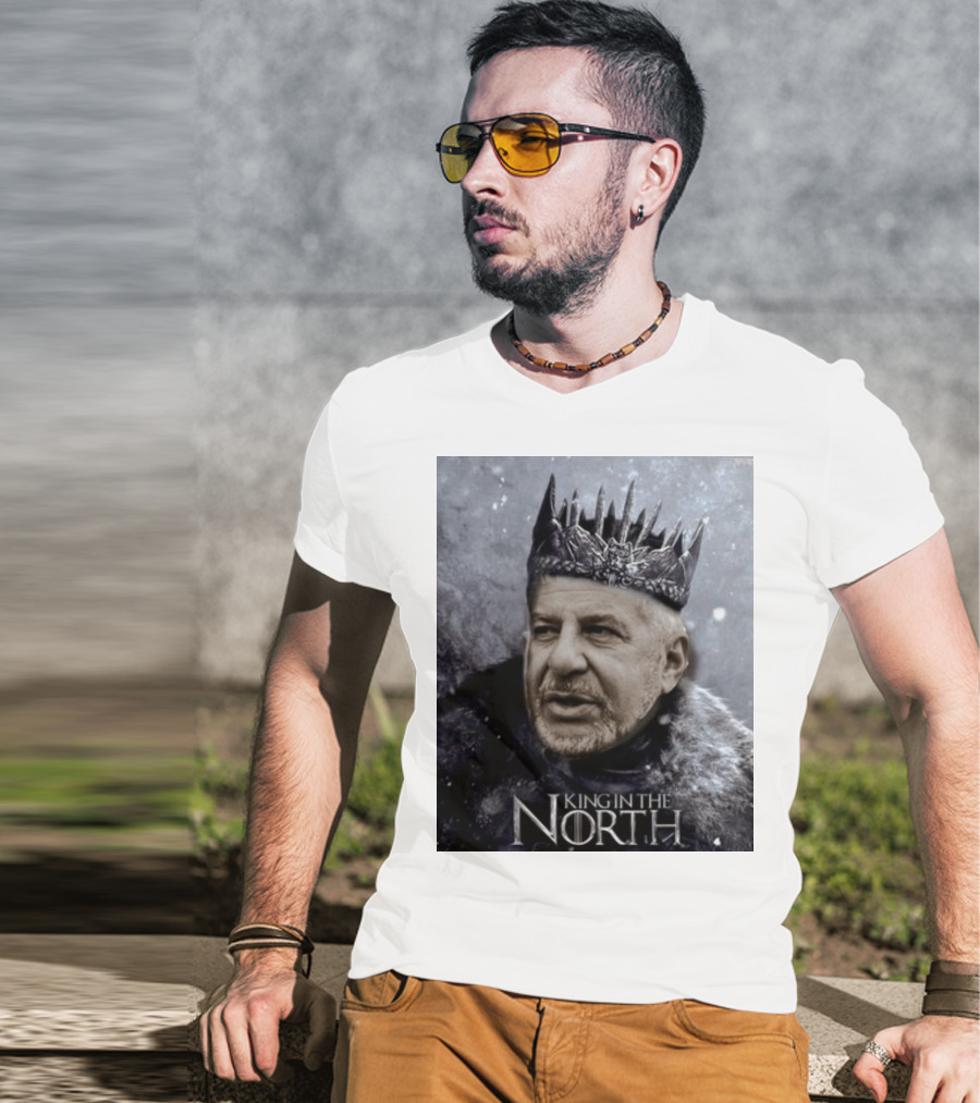 Bill Belichick King In The North Game Of Thrones Style Crown And Fur Cloak T-Shirt