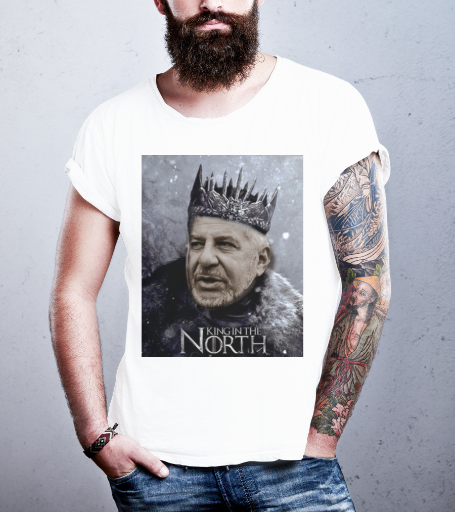Bill Belichick King In The North Game Of Thrones Style Crown And Fur Cloak T-Shirt