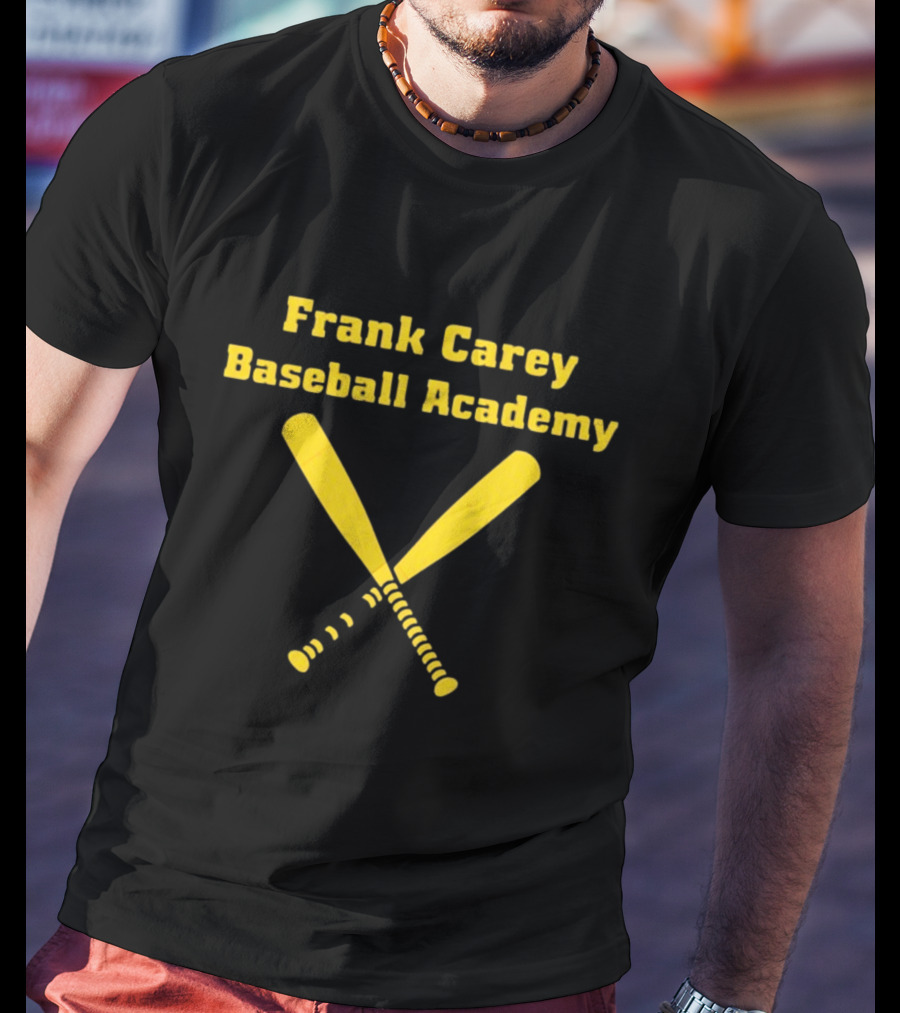 Frank Carey Baseball Academy Yellow Crossed Bats T-Shirt