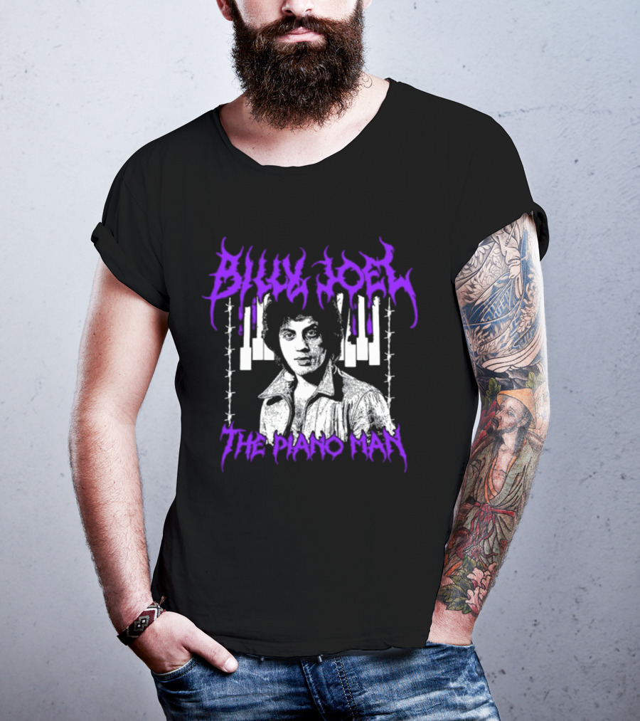 Billy Joel The Piano Man Purple Lettering Piano Keys T-Shirt