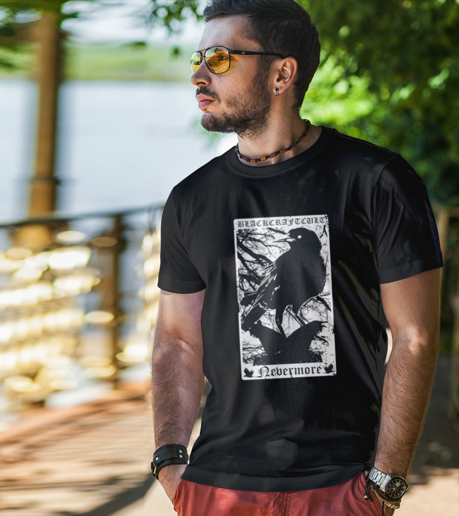Blackcraftcult Nevermore Raven Tarot Card T-Shirt