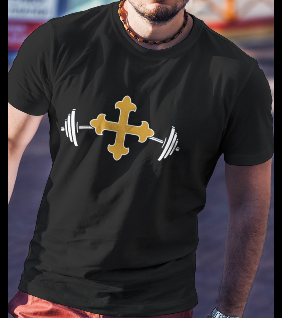 John Carroll Iron Streak Cross And Barbells T-Shirt