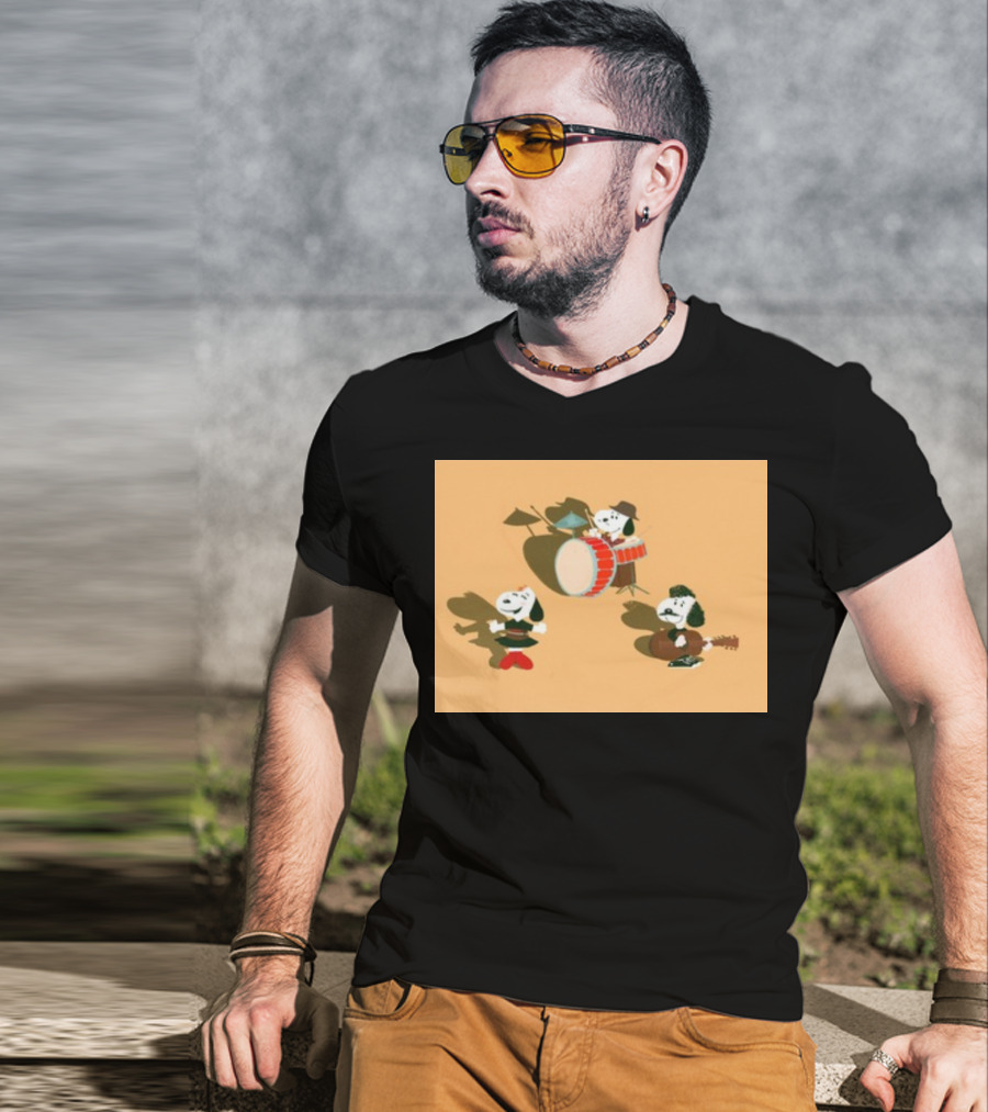 Paramore And Snoopy Characters Playing Musical Instruments T-Shirt