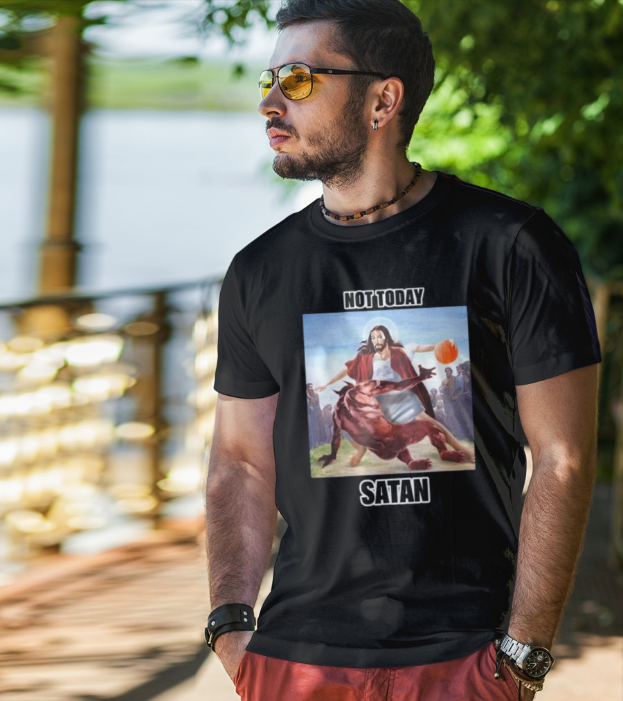Not Today Satan Jesus Basketball Block Devil T-Shirt