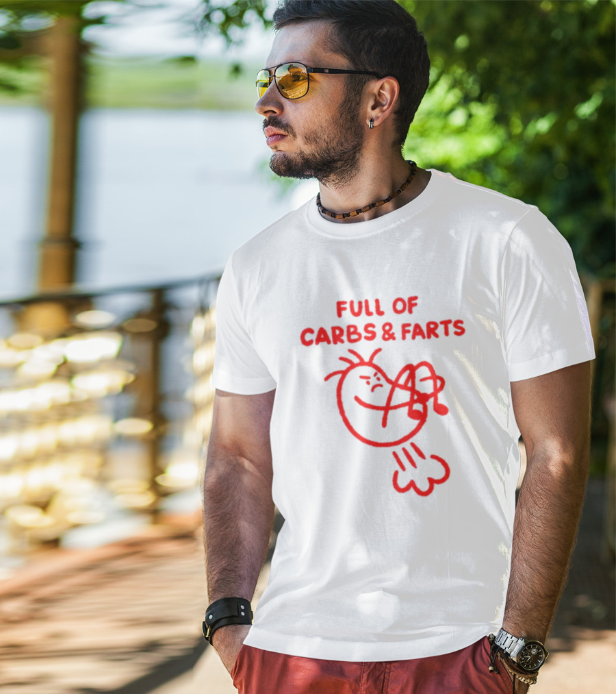 FULL OF CARBS AND FARTS Silly Cartoon Character Emitting Gas T-Shirt