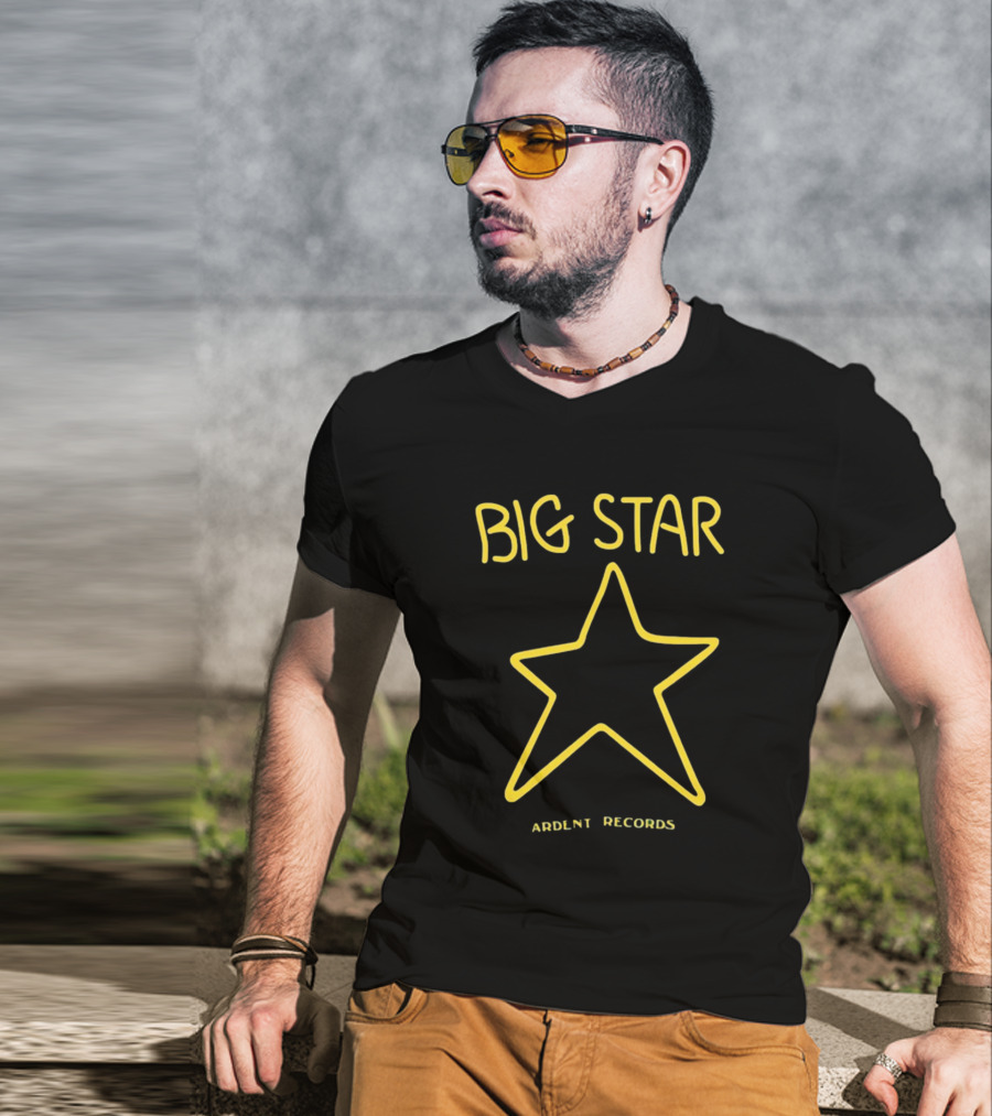 Big Star Ardent Records Yellow Star Graphic Retro Music T-Shirt