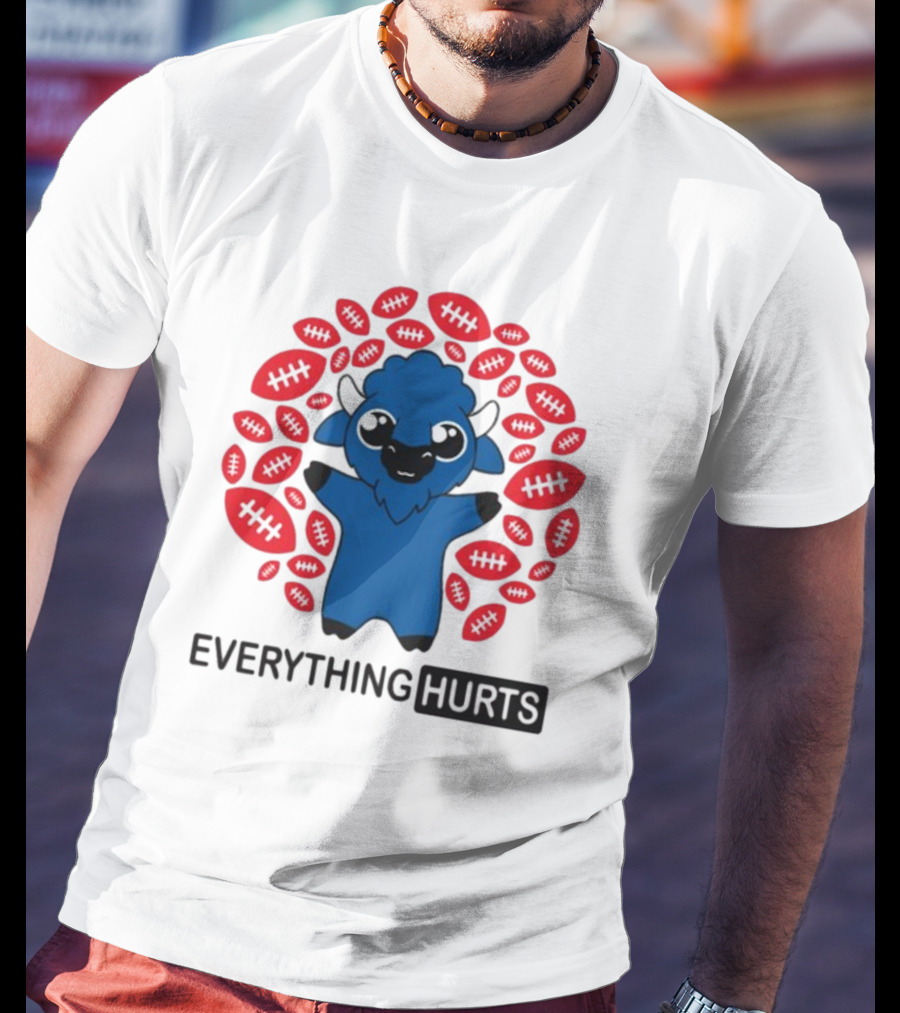 Buffalo Everything Hurts Surrounded By Red Footballs T-Shirt